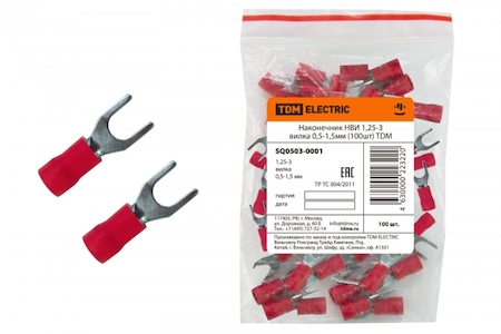 TDM ELECTRIC SQ0503-0001 Наконечник НВИ 1,25-3 вилка 0,5-1,5мм (100шт) TDM